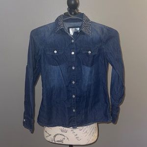 5/$35 Justice Embellished Denim Shirt